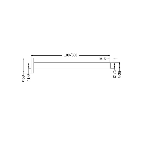 ROUND CEILING ARM 300MM LENGTH GRAPHITE