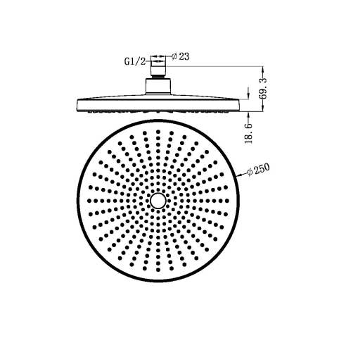 OPAL 250MM SHOWER HEAD GRAPHITE (NR508079GR)