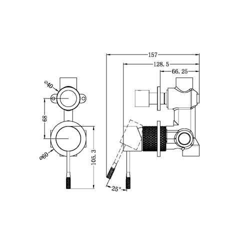 OPAL SHOWER MIXER WITH DIVERTOR SEPARATE PLATE GRAPHITE (NR251909EGR)