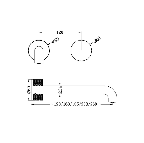 OPAL PROGRESSIVE WALL BASIN/BATH SET 185MM GRAPHITE