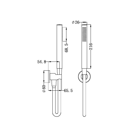 SLIM SHOWER ON BRACKET GUN METAL (NR307GM)